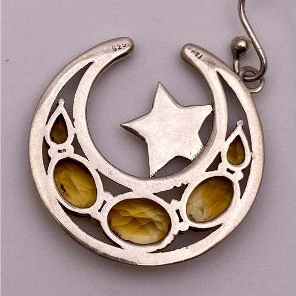 Sterling silver citrine lunar earrings - Picture 4 of 4